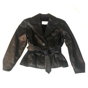 Leather Jacket Black button Tie Wilson PelleStudio